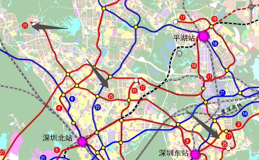 27号线:连接南山,龙华,坂田 根据《深圳市轨道交通线网规划(2016-2035