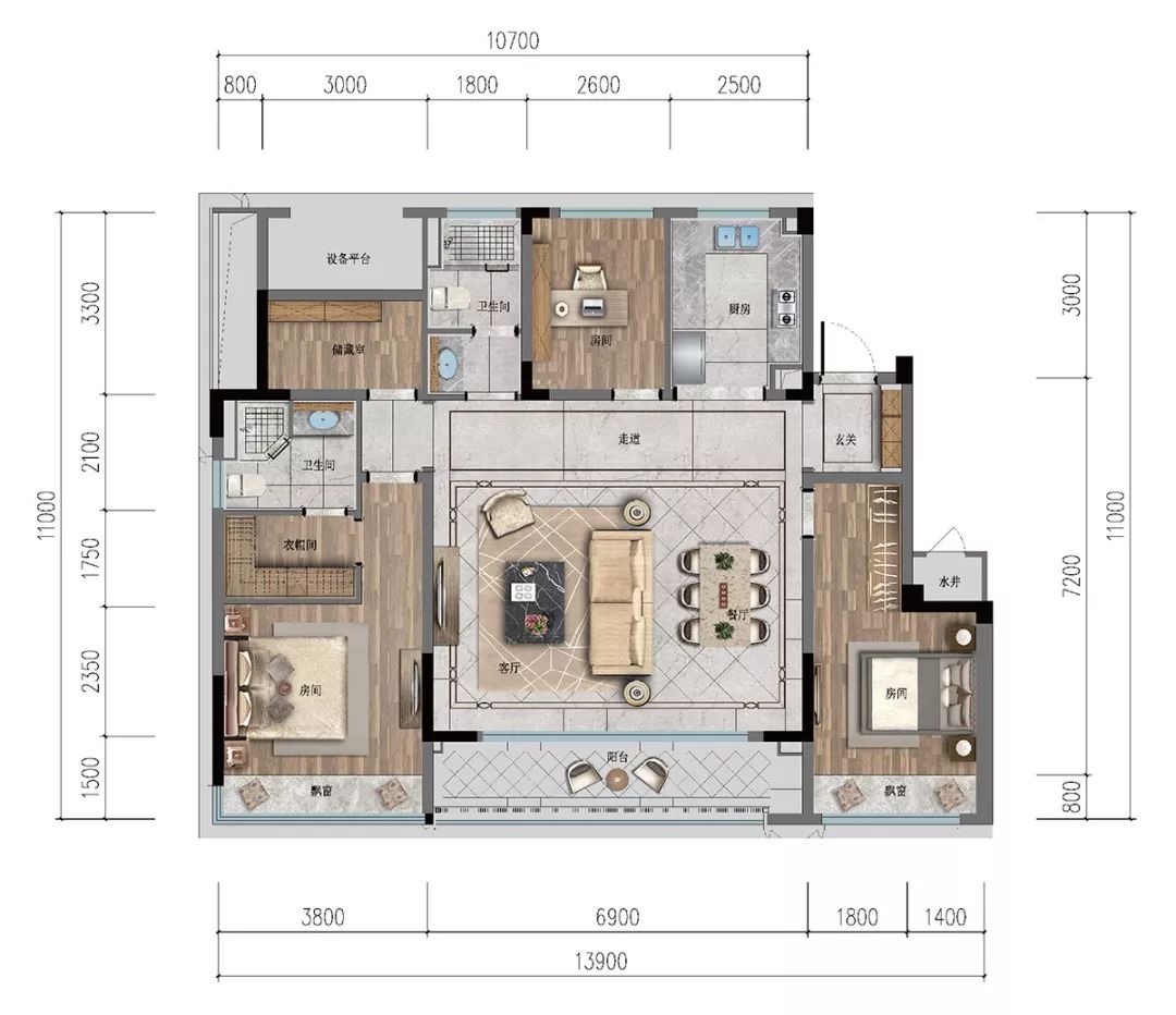 简约居家 - 其它风格三室两厅装修效果图 - 就好了，设计效果图 - 每平每屋·设计家